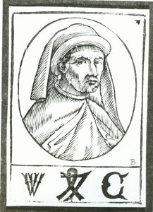 Portræt af William Caxton (ca. 1422-91) og hans Printer